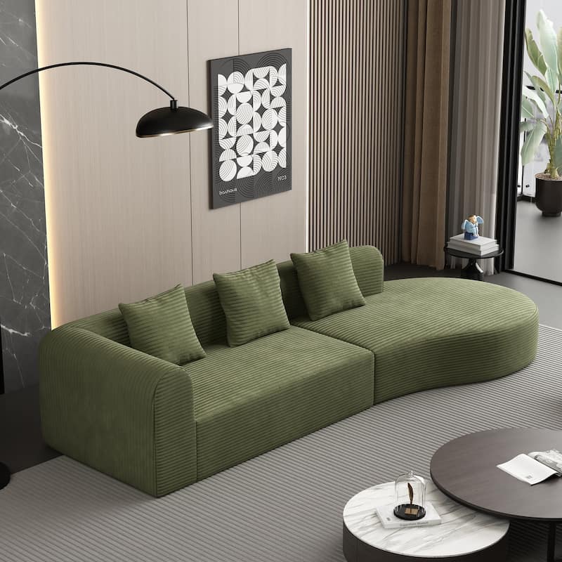 123.2" Corduroy Cloud 4-Seater Sectional Sofa