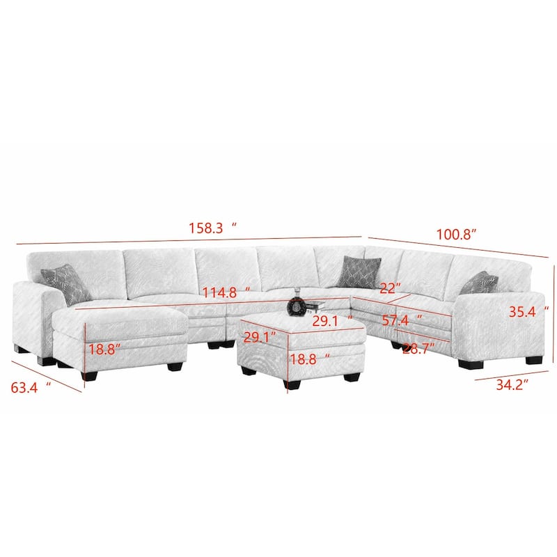 9PCS Corduroy Flexible Combination Sectional Sofa Couch