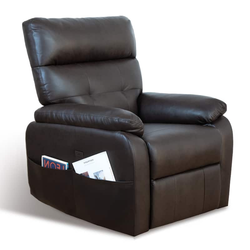 360° Swivel Recliner Chair Power Rocker Recliner Chair, PU Leather Overstuffed Reclining Chair wUSB & Type-C Ports