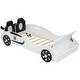 preview thumbnail 6 of 7, Adorable Twin Size Race Car-Shaped Platform Bed with Upholstered Backrest and Storage