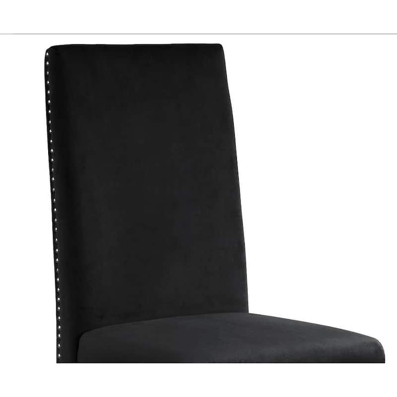 Best Quality Furniture Dining Chair includes Pleated Back, Nailhead-Trimmed, Chrome-Legged Chair (Set of 2)