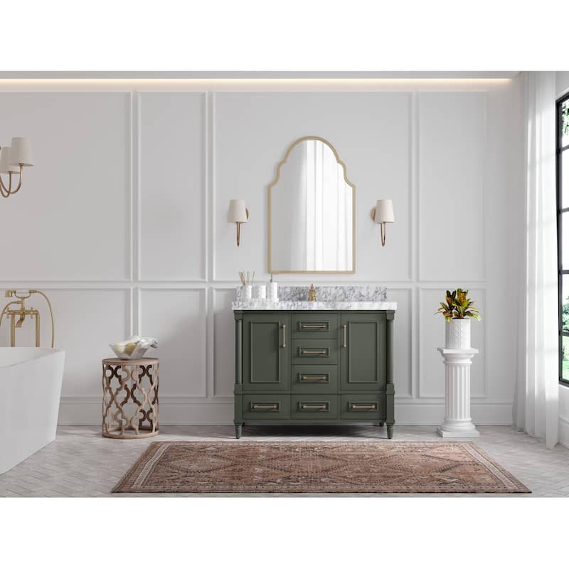 Willow Collections 42 in. W x 22 in. D Aberdeen Single Bowl Sink Bathroom Vanity in Pewter Green with Countertop