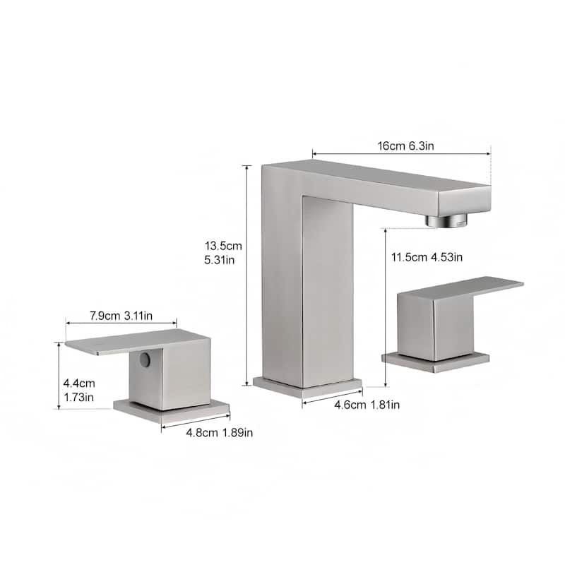 Brushed Nickel Dual Handle 3 Holes Bathroom Faucet