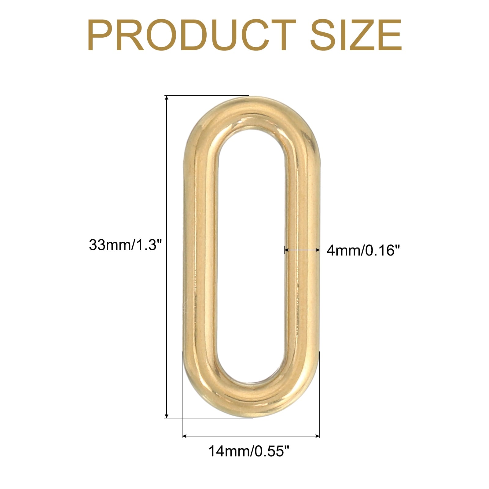 Metal Rings Buckle for Bag Belt Strap Craft DIY Accessories, Gold, Oval Ring - Gold