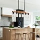 preview thumbnail 62 of 67, Farmhouse Linear Chandelier Rustic Wood Kitchen Island Lighting Dining Room Pendant Light Fixture with Seeded Glass Shade