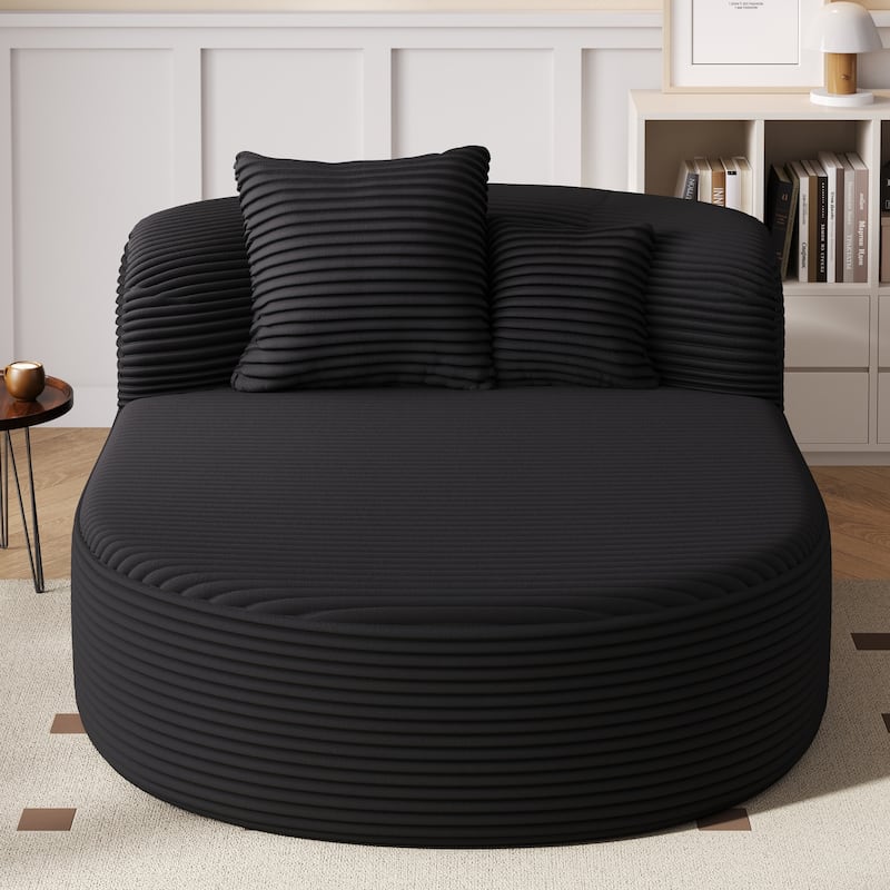 51.6" Chaise Lounge Sofa Bed - Boneless Couch with 2 Pillows - Compression Design for Living Room