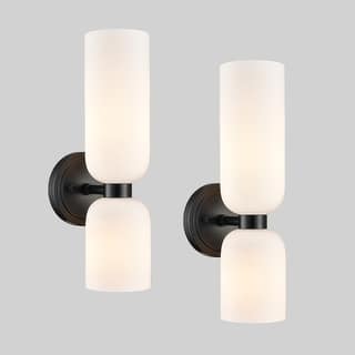 Livia Modern Wall Sconces 2-Light Vanity Light,Milky White Glass, Set of 2 Sconces