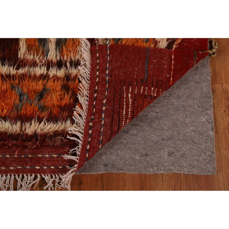 Hand Knotted Oriental 100% Wool Carpet Modern Tribal Red Moroccan Area Rug - 10' 0'' X 6' 9''