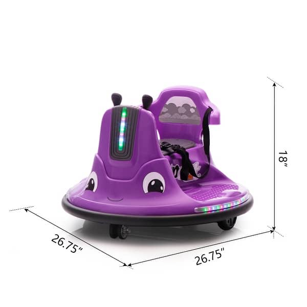 dimension image slide 1 of 2, 12V Snail-Shaped Kids Electric Bumper Car with Remote Control