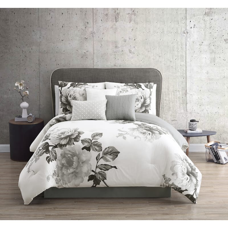 Riverbrook Home Ridgely Black 100 Percent Cotton 7 Piece Comforter Set - Black - Queen