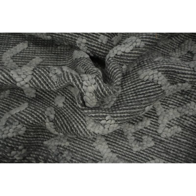 Hand Knotted Oriental 100% Wool Carpet Modern Geometric Greys & Charcoal Modern Gotti Design Area Rug - 10' 5'' X 6' 9''