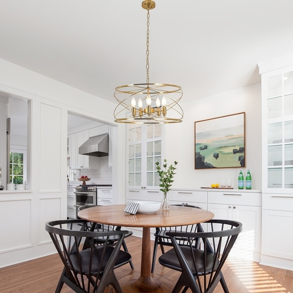 Bella Depot 6 Light Modern Gold Metal Chandelier Caged Pendant Light for Kitchen Island Hallway 20