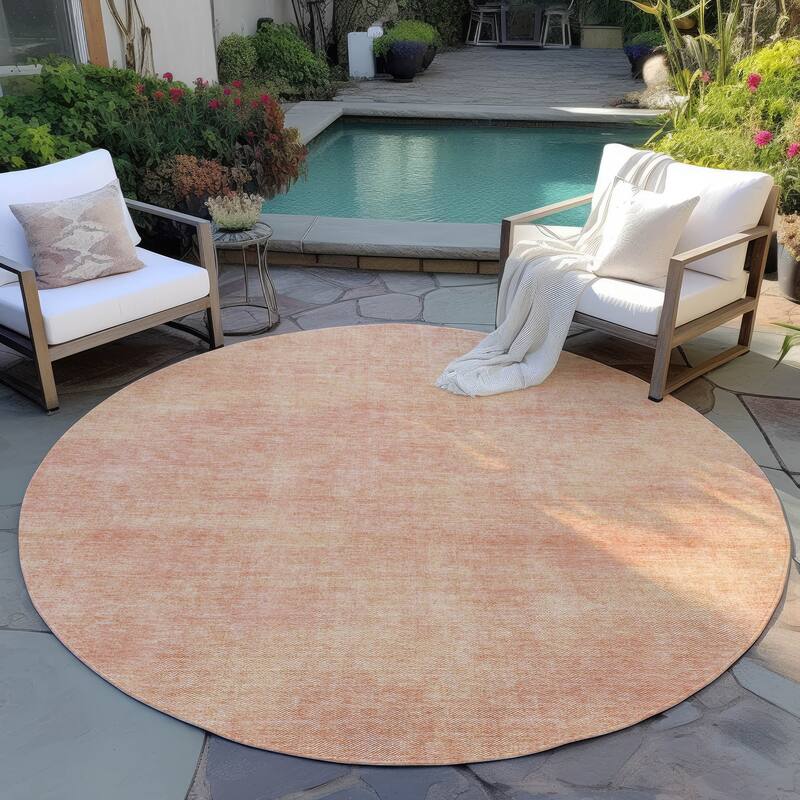 Machine Washable Indoor/ Outdoor Simple Solid Chantille Rug - Peach - 8' x 8'