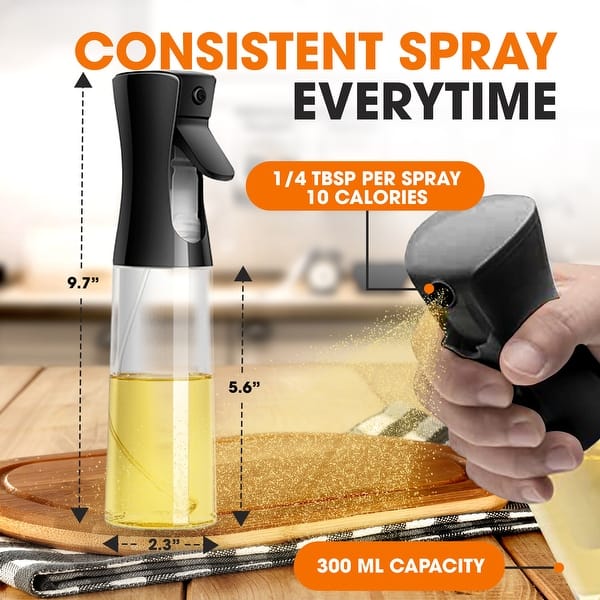 dimension image slide 1 of 4, Cheer Collection Set of 2 Multi-Use Glass Oil Sprayer Bottles