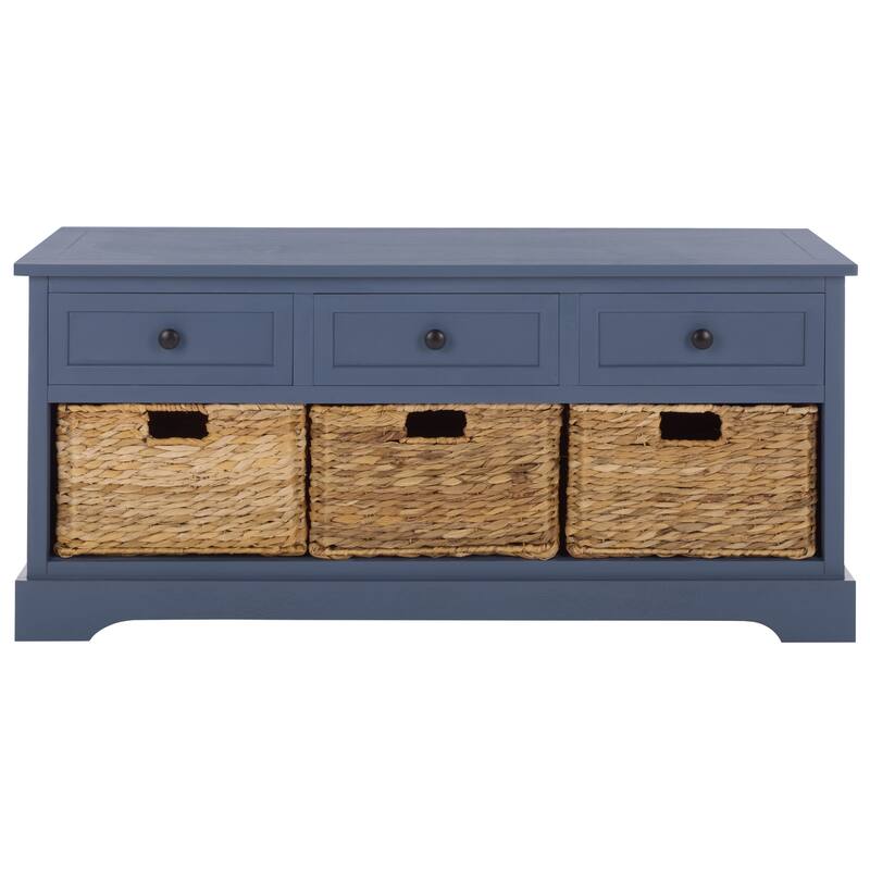 SAFAVIEH Ara Grey 3-Drawer Storage Unit - 42.1" x 15.4" x 19.7" - 42"W x 15"D x 20"H - Blue