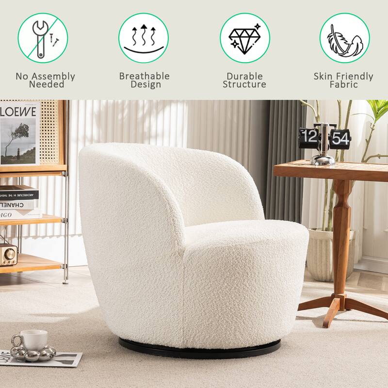 Swivel Accent Chair, Furry Round Barrel Chair