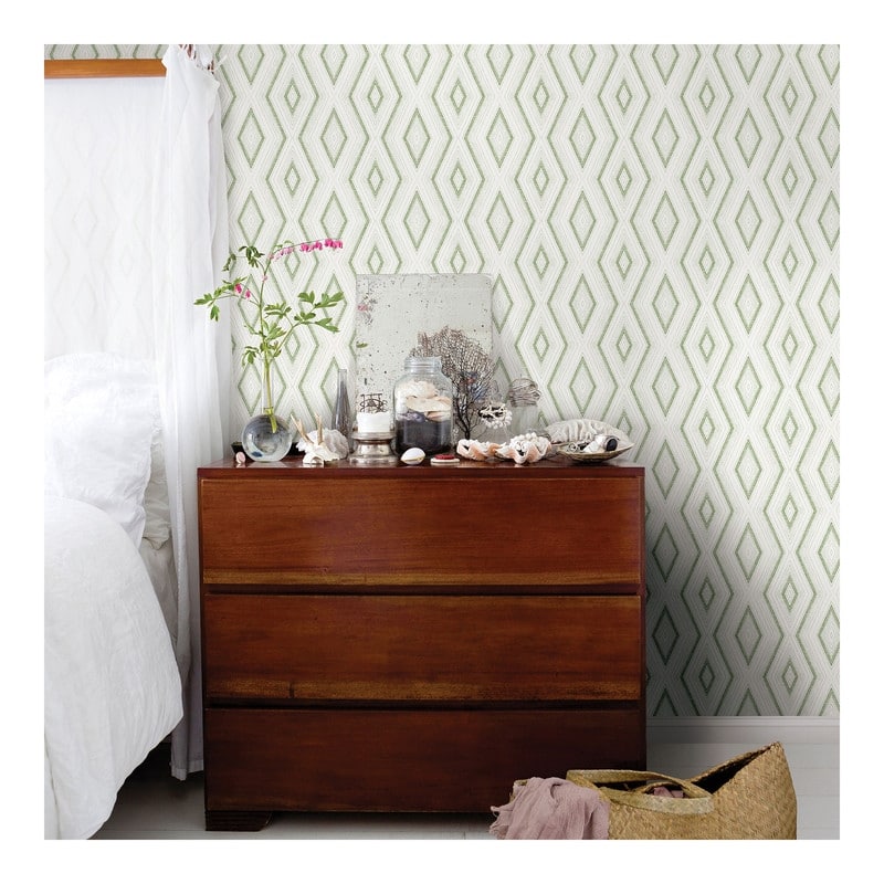 Chesapeake Santa Cruz Green Geometric Wallpaper - 20.5 x 396 x 0.025