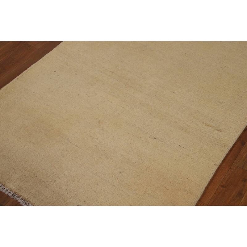 Solid Gabbeh Oriental Foyer Rug Handmade Wool Carpet - 3'3"x 4'11"