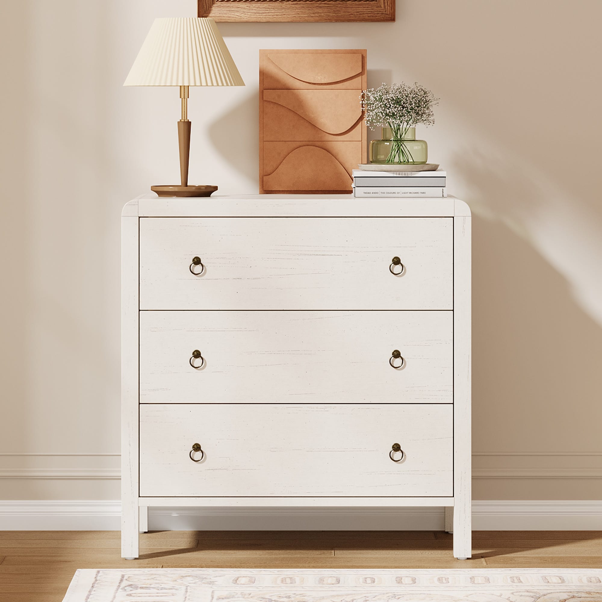 Modern Chest of Drawers with Metal Handle, Wooden Dresser Clothes Storage Organizer