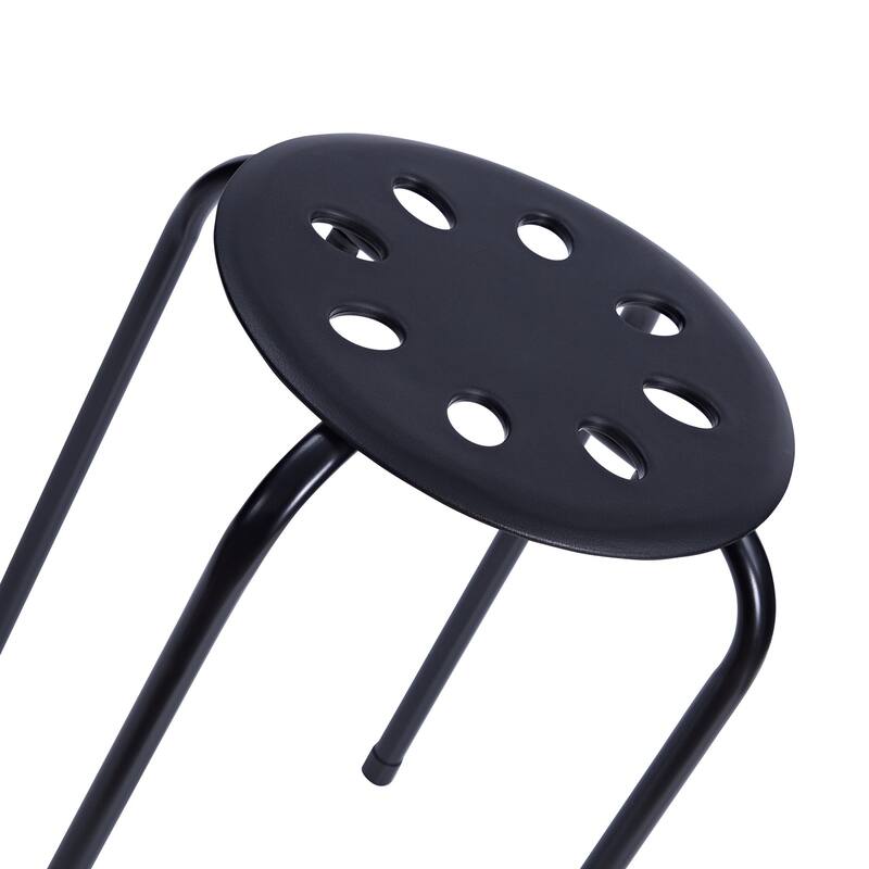 Javlergo 6-Pack Plastic Stackable Stools, Portable 8 Holes Metal Round Top Stools for Kitchen/Classrom