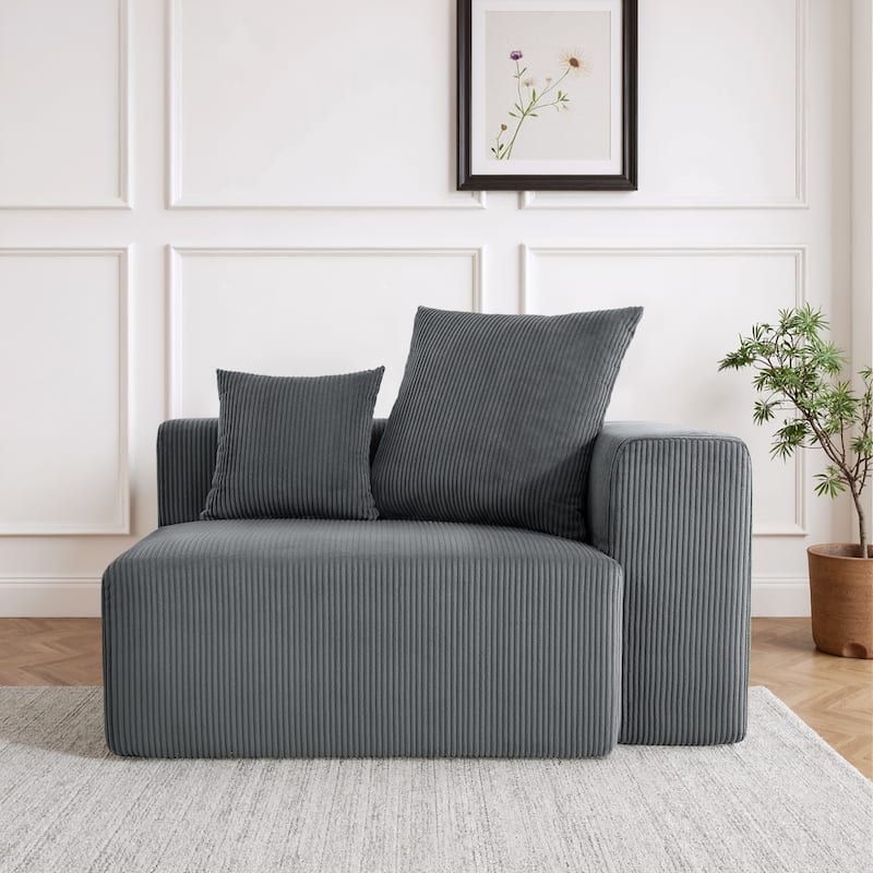 Corduroy Upholstered Modular Sectional Sofa with Ottoman