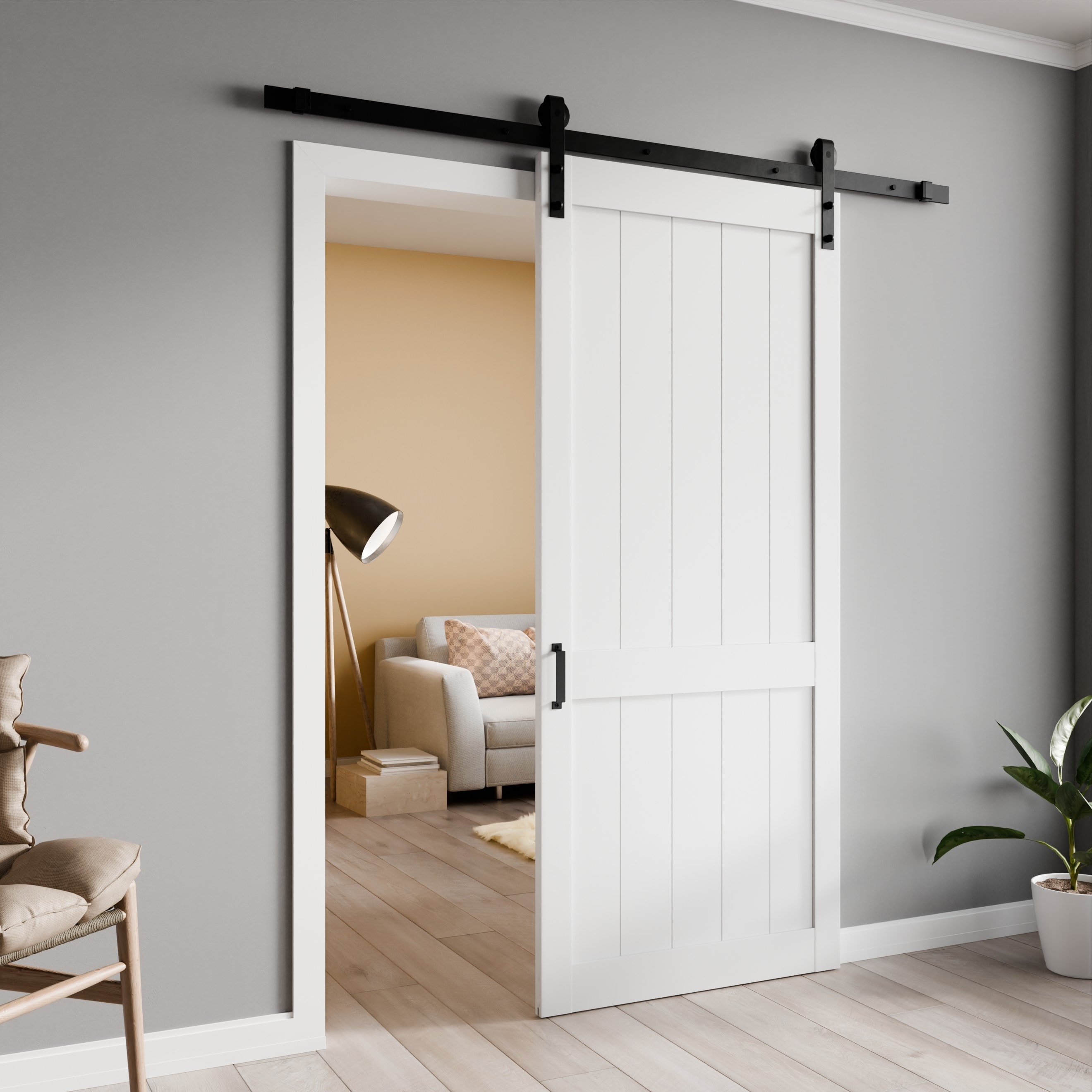 ANZZI 36"x84" Heavy Duty Sturdy Wood Single Sliding Barn Door - 36x84' with Hardware Kit Included