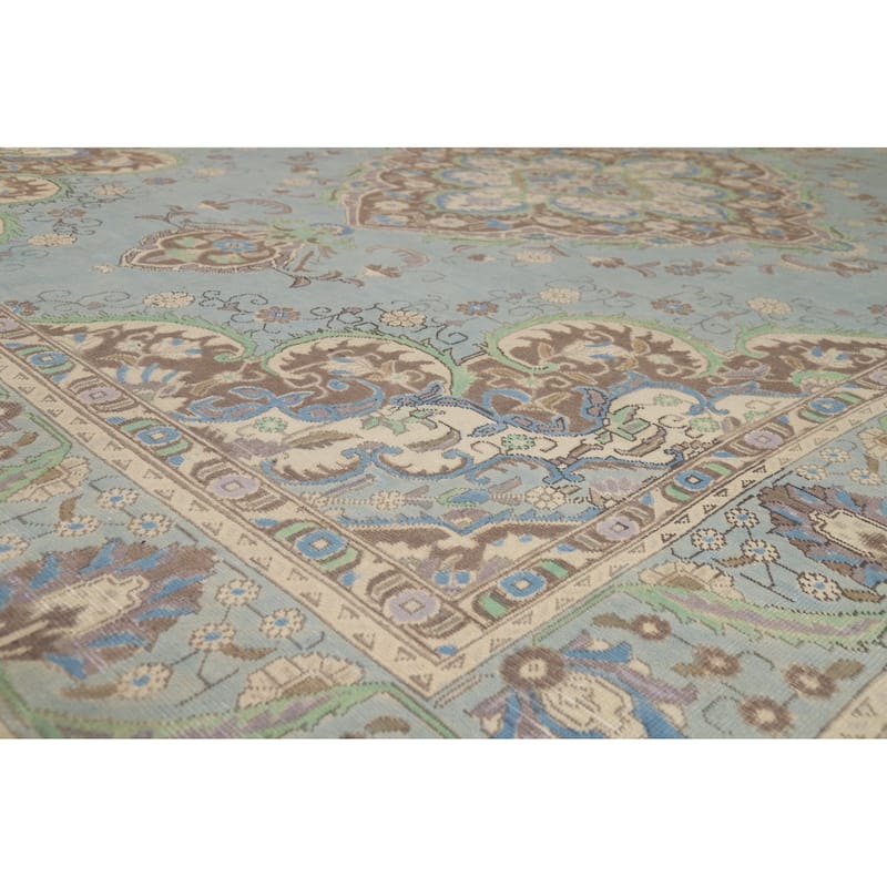 Floral / Medallion Tabriz Persian Area Rug Hand-Knotted Wool Carpet - 9'6"x 12'7"
