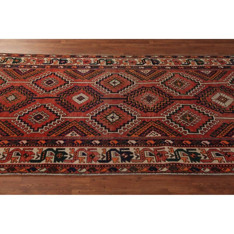 All-Over Geometric Bakhtiari Persian Area Rug Handmade Wool Carpet - 5'0"x 10'9"