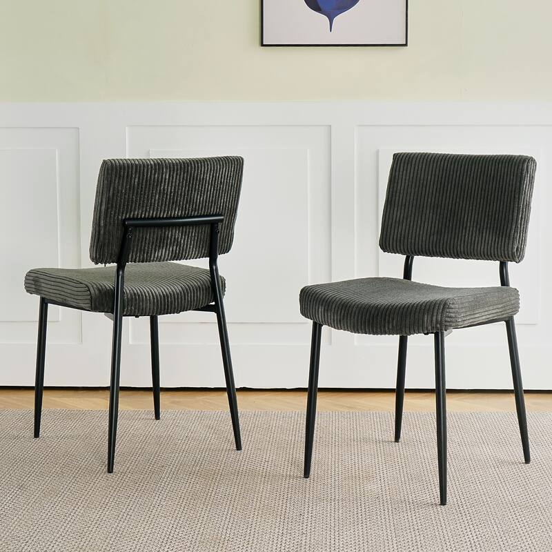 Set of 2 Fabric Dining Chair Grey Side Chair Accent Chairs with Back