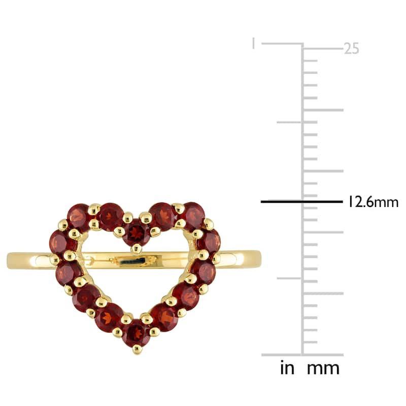 Miadora 4/5ct TGW Garnet Heart Ring in 10k Yellow Gold
