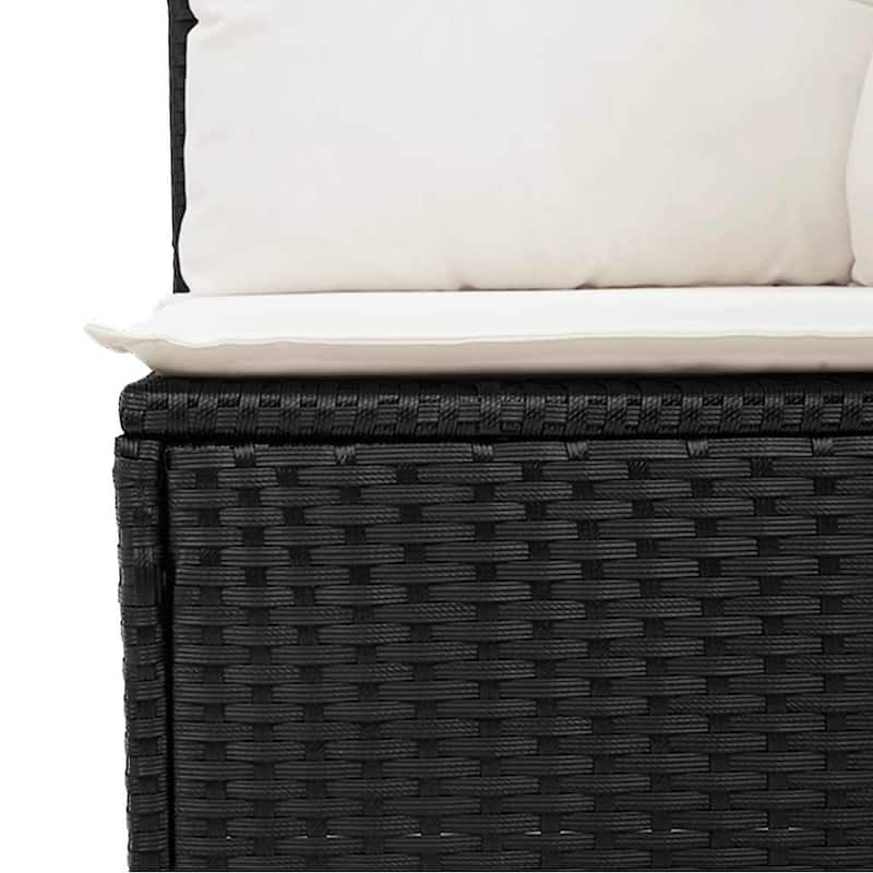 vidaXL Garden Sofa Set Black and Cream PE Rattan and Steel Large Modular - 24.4 x 25.8 x 27.2