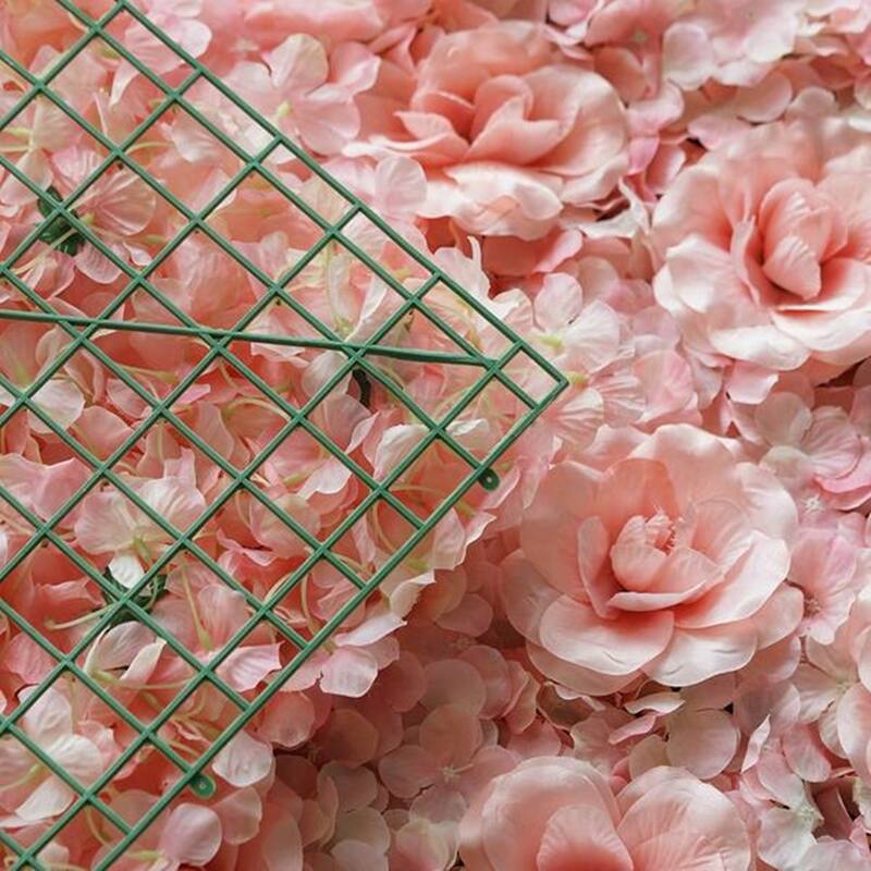 Enova Home Artificial Faux Foliage Flowers Wall Mat Panel Hydrangea and Rose Flowers Backdrop Wedding Party Photo Event Decor