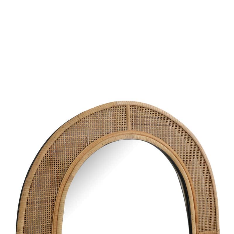 Brinley Rattan Oval Boho Wall Mirror - 32"H x 24"W x 1.5"D