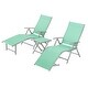preview thumbnail 9 of 56, Outdoor Aluminum Folding Adjustable Chaise Lounge Chair and Table Set Green