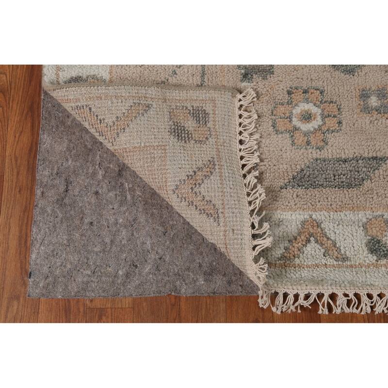 Geometric Heriz Serapi Indian Area Rug Handmade Grey Wool Carpet - 8'11" x 11'10"