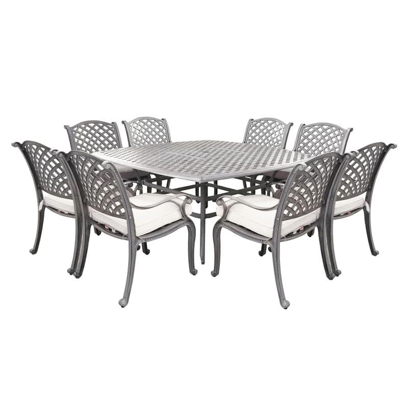 South Ponto 9-piece Aluminum Square Dining Set with Cushioned Arm Chairs by Havenside Home
