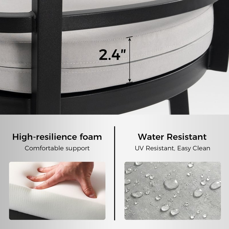 Outdoor Patio Bar Height Dining Set with Swivel Aluminum Bar Stool and Marble Patterned Dining table - N/A