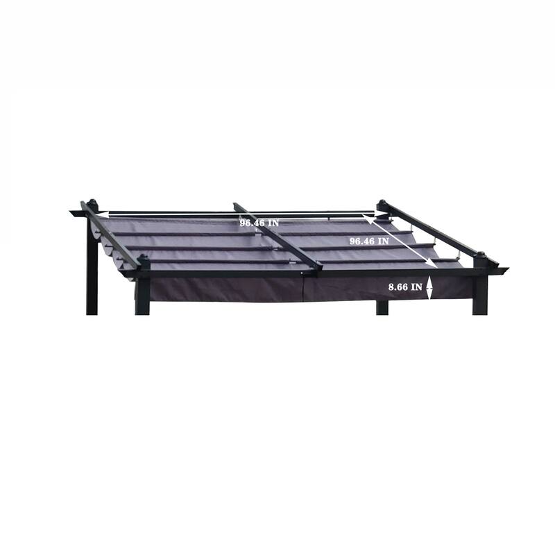 10x10ft Retractable Pergola Replacement Canopy with Sun Protection