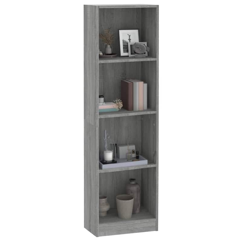 vidaXL Book Cabinet Grey sonoma Engineered wood Tall Book Cabinet - 15.7 x 9.4 x 56.3 in