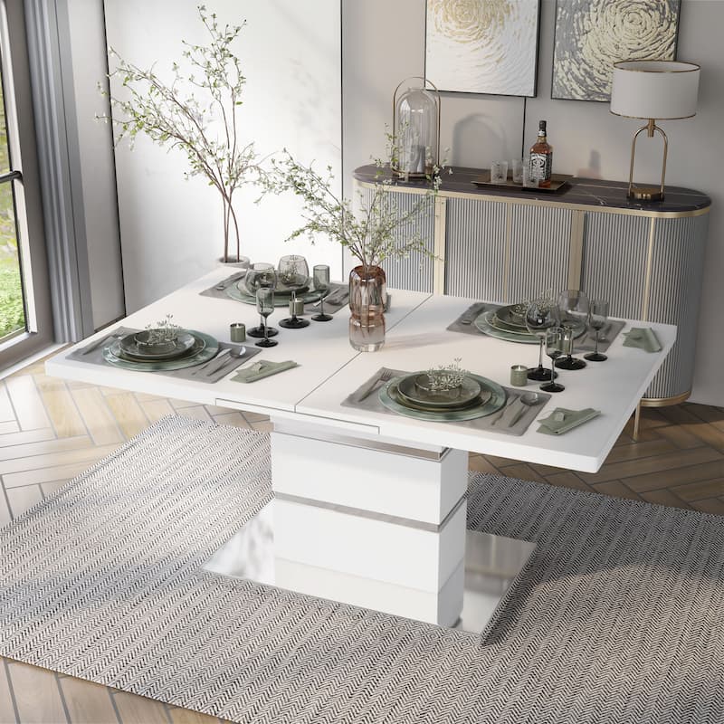 Furniture of America Borm White 78-inch Wood Expandable Dining Table