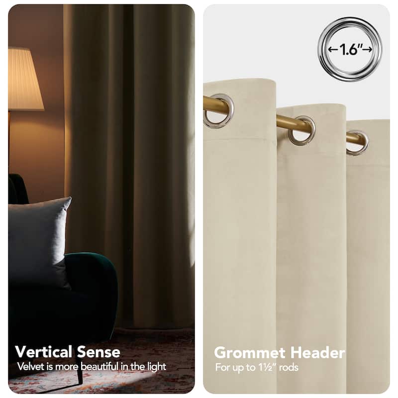 Deconovo Velvet Blackout Curtains, 2 Panels, Thermal Insulated