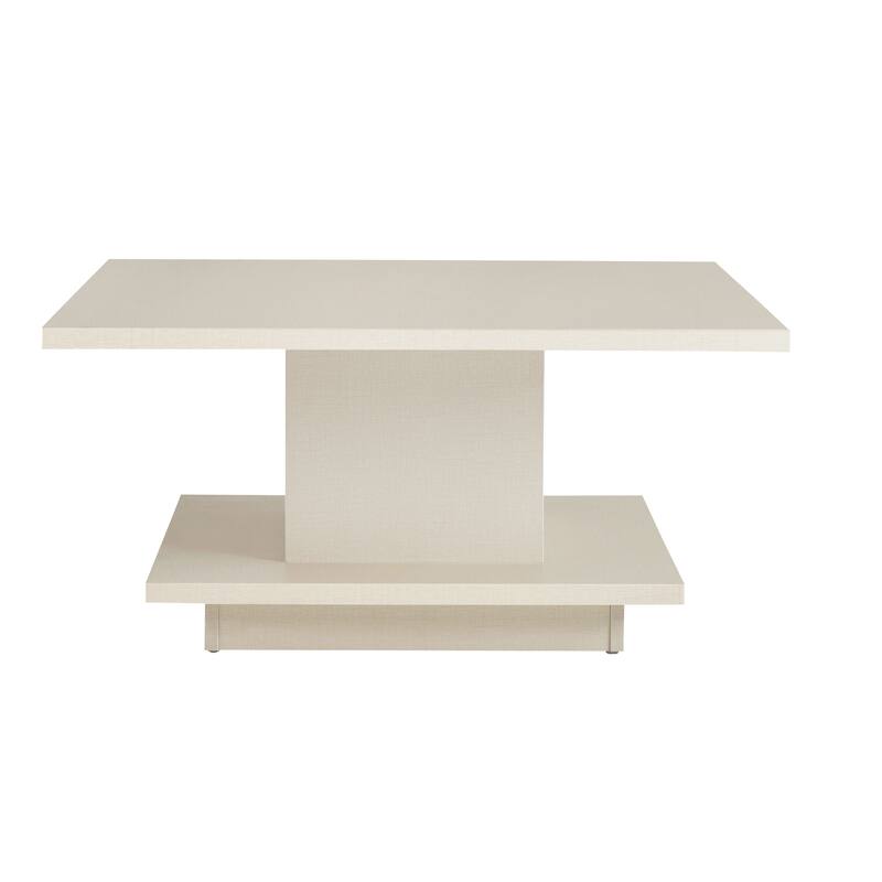 Ross Modern Square Coffee Table with Wrap Around Base Shelf and Hidden Storage by Strick & Bolton