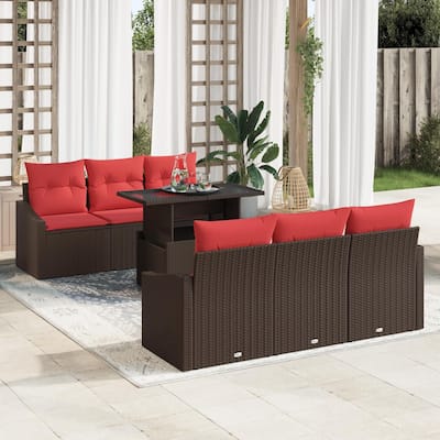 vidaXL 7 Piece Garden Sofa Set with Cushions - 70.1×24.4×27.2