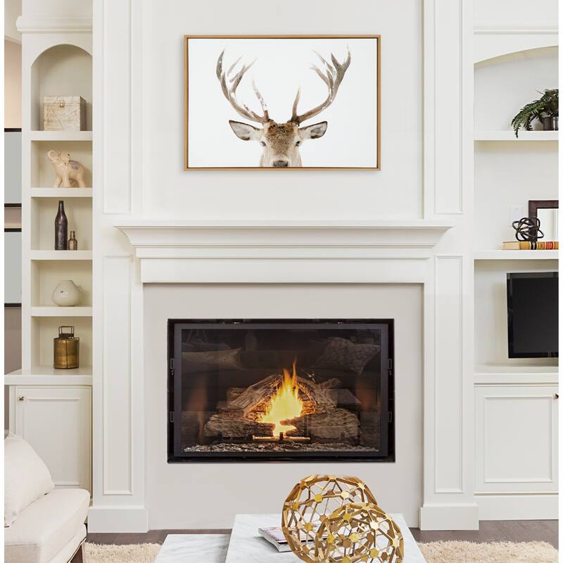 Kate and Laurel Sylvie Stag Peekaboo Framed Canvas by Amy Peterson Art Studio