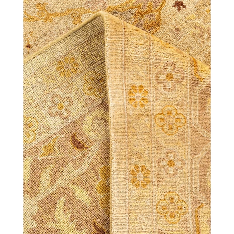Overton Hand Knotted Wool Vintage Inspired Traditional Ottoman Ivory Area Rug - 9' 1" x 12' 0"