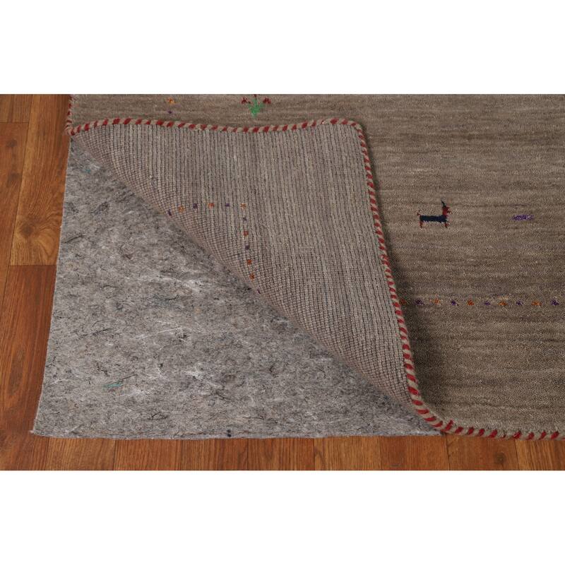 Hand Knotted Oriental 100% Wool Carpet Tribal Animal Pictorial Brown Gabbeh Area Rug - 8' 0'' X 5' 2''