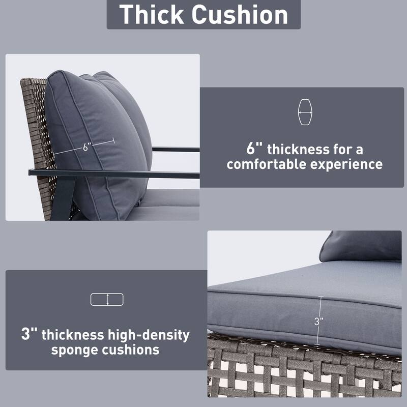 Ainfox Patio Double Outdoor Rocking Chair Bench Loveseat with Cushions