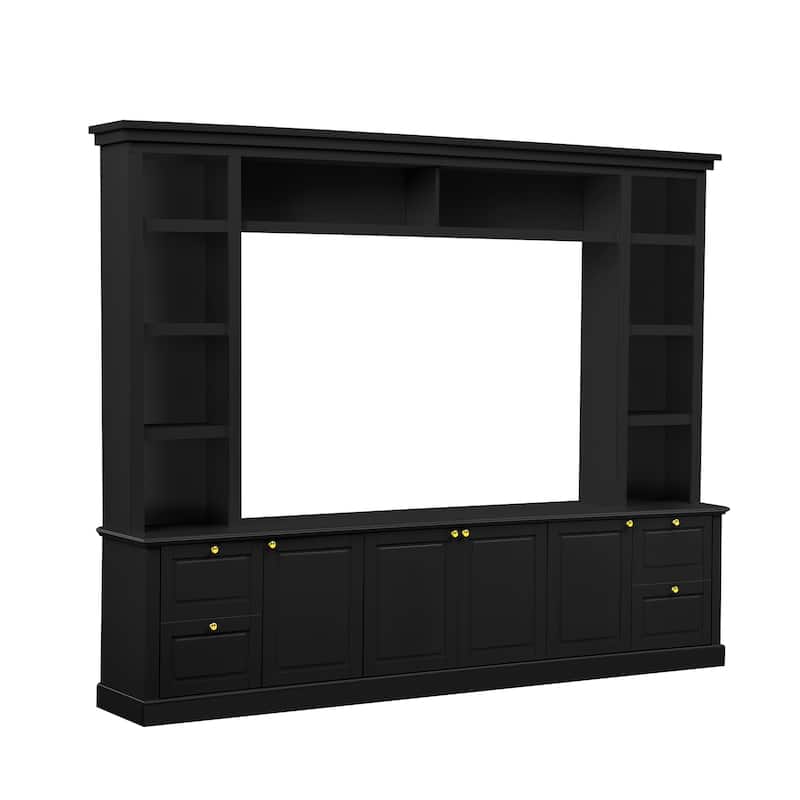 All-in-One Entertainment Center TV Stand for TVs up to 70 Inch, Modern TV Cabinet Display Cabinet with Bookcase