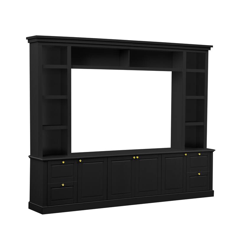 Entertainment Center with Adjustable Shelves & Storage, All-in-One Modern TV Stand for up to 70" TV
