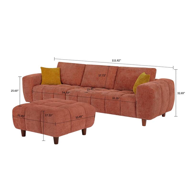 Modern Polyester Upholstered Reversible L-Shaped 3-Seater Sectional Sofa